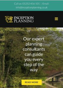 Inception Planning Website Mobile View